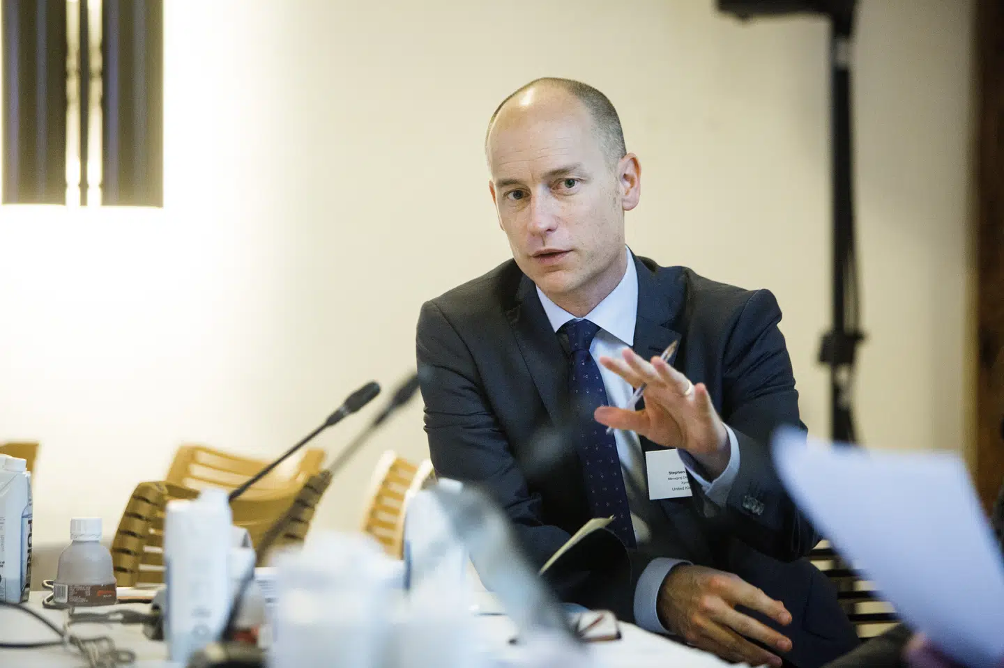 Helle Thornings mand, Steven Konnock, er mandag inviteret af Tænketanken Europa til at give sin holdning til kende om brexit i Industriens Hus i København. Nikolai Linares/Ritzau Scanpix