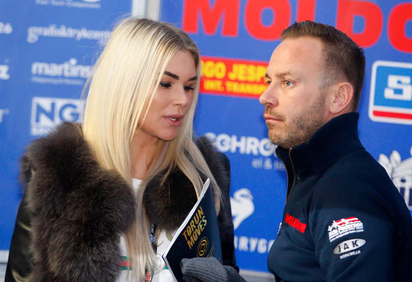 Nicki Pedersen med sin kæreste Anna Natascha Öhlin Hoe i forbindelse med weekendens sidste VM-grandprix i Slovenien.