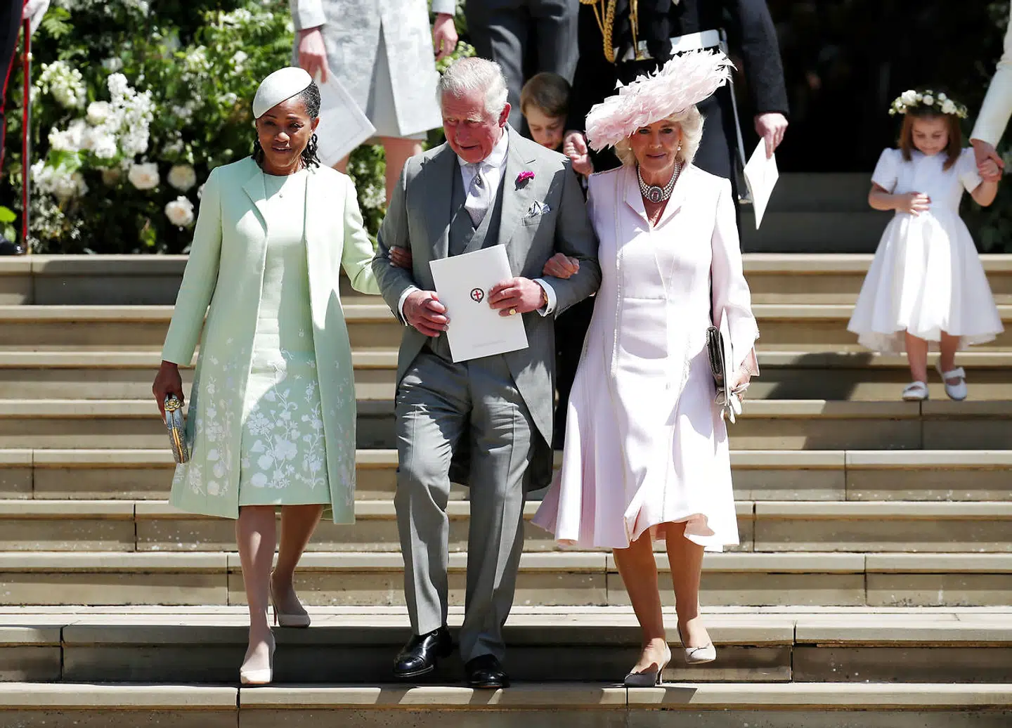 Doria Ragland fotograferet til sin datters bryllup med prins Harry sammen med prins Charles og hertuginde Camilla.
