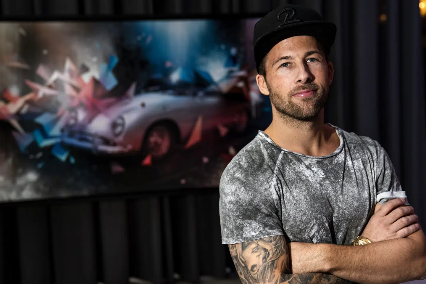 Mikael B's signaturstil er wild-style graffiti, der væver former, figurer, ord og bogstaver sammen i et grafisk udtryk. Martin Sylvest/Ritzau Scanpix