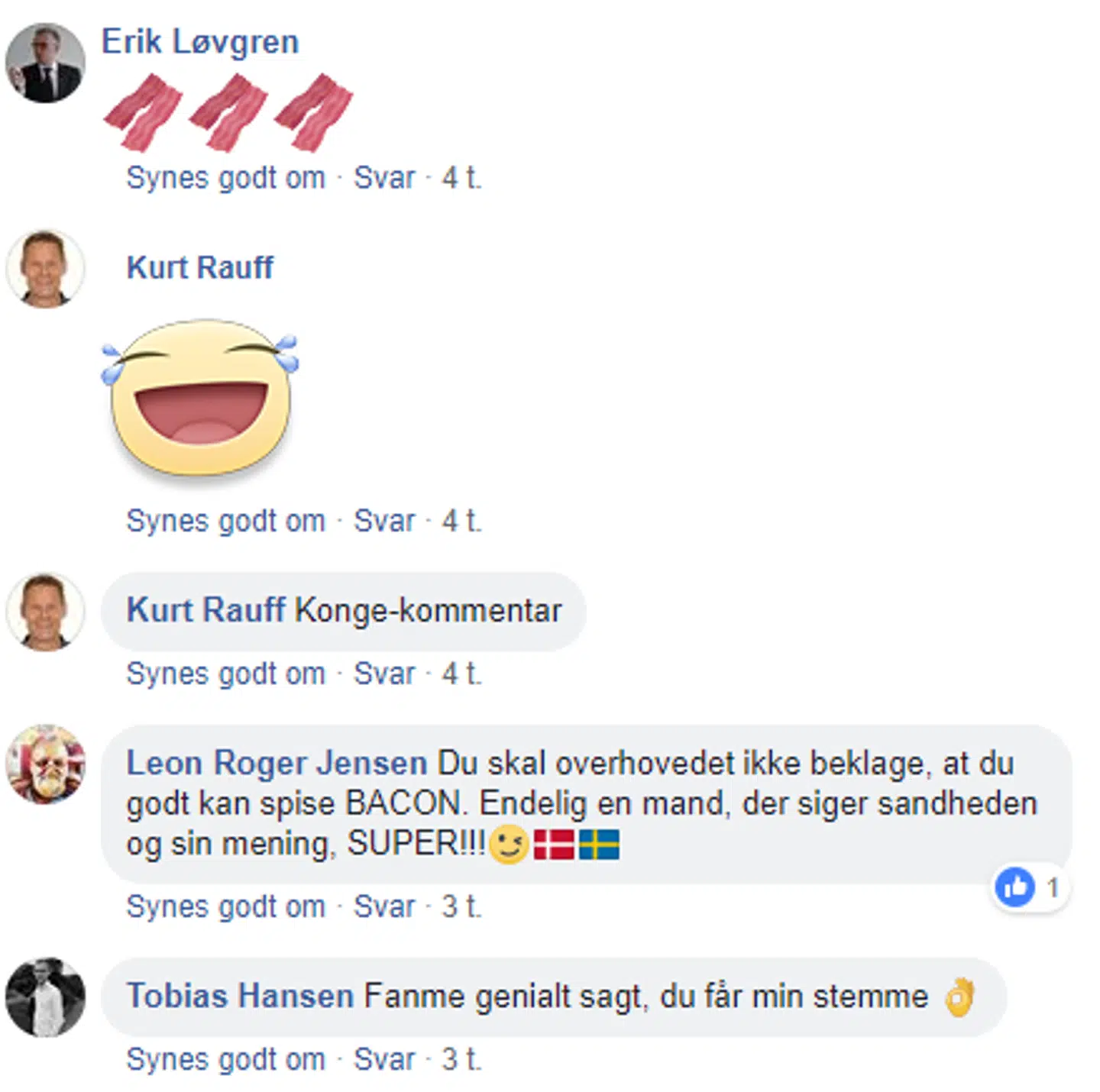 Flere af Jakob Ellemann-Jensens følgere er enige i hans kærlighedserklæring til bacon.