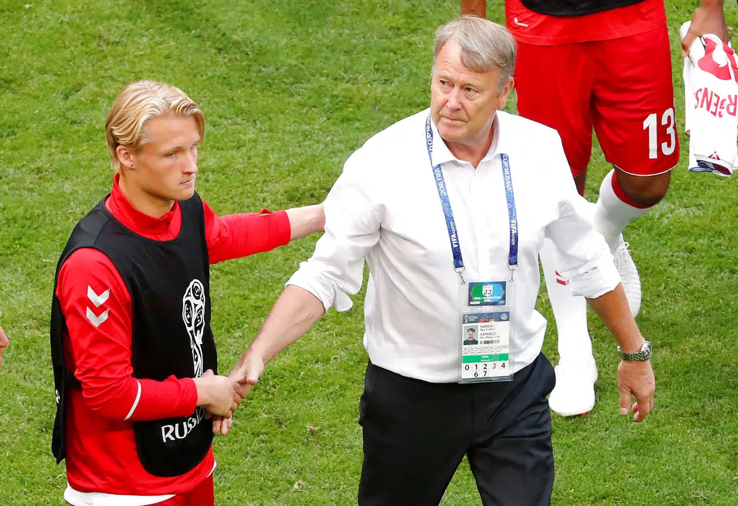 Kasper Dolberg og Åge Hareide.