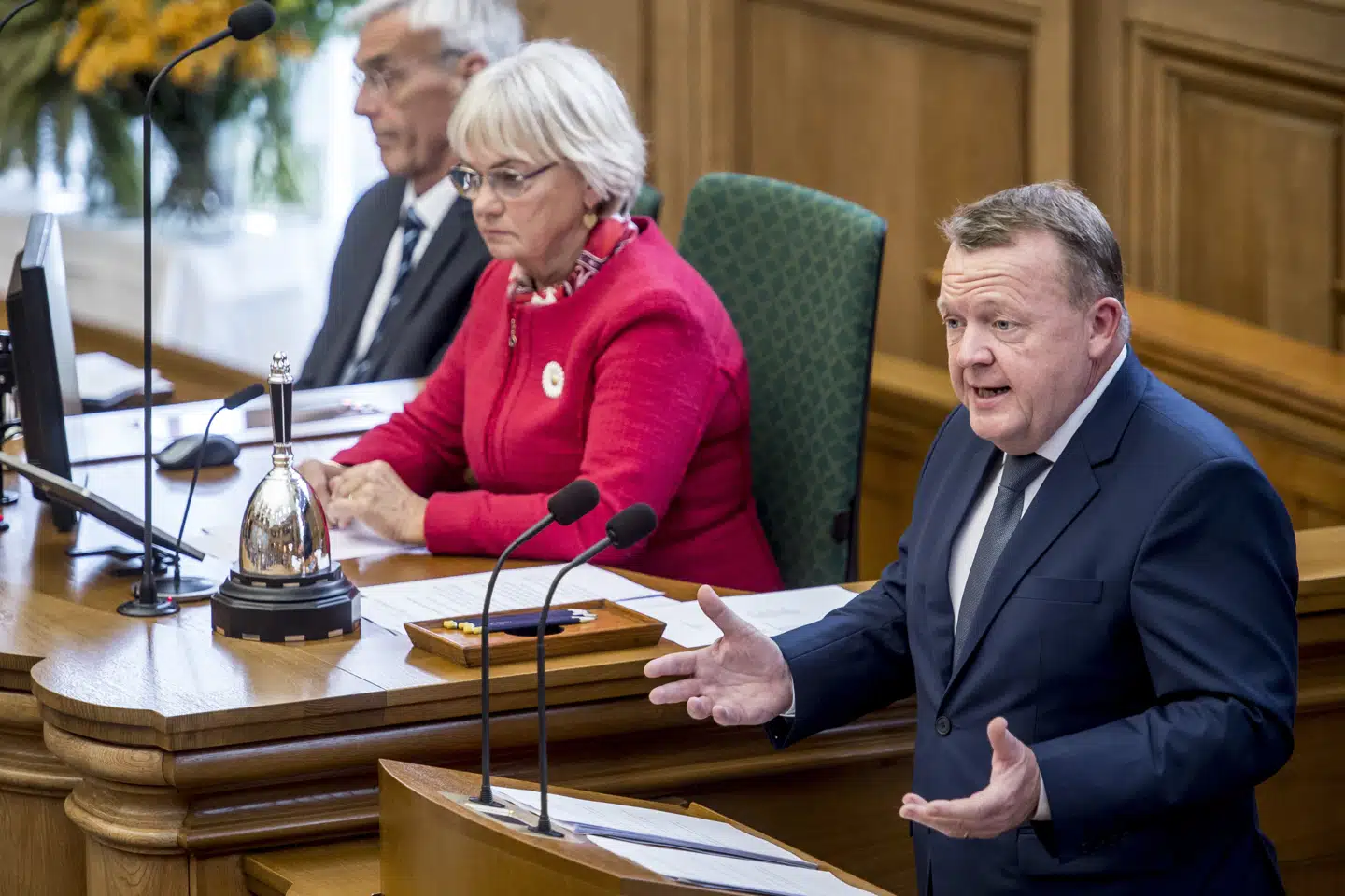 Statsminister Lars Løkke Rasmussen (V) talte under Folketingets åbning på Christiansborg tirsdag. Her fortalte han, at regeringen tirsdag kommer med et nyt udspil med forslag om at tiltrække mere udenlandsk arbejdskraft. Mads Claus Rasmussen/Ritzau Scanpix