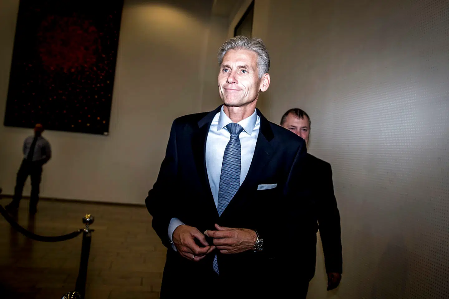 Thomas F. Borgen, afgående direktør i Danske Bank efter pressemøde, hvor Danske Bank har offentliggjort sin egen undersøgelse af hvidvask i Tivoli Kongres Center i København, onsdag den 19. juni 2018. Der er tale om mistænkelige overførelser for milliarder af kroner i banken, som har ledt til mistanke om hvidvaskning.. (Foto: Mads Claus Rasmussen/Ritzau Scanpix)