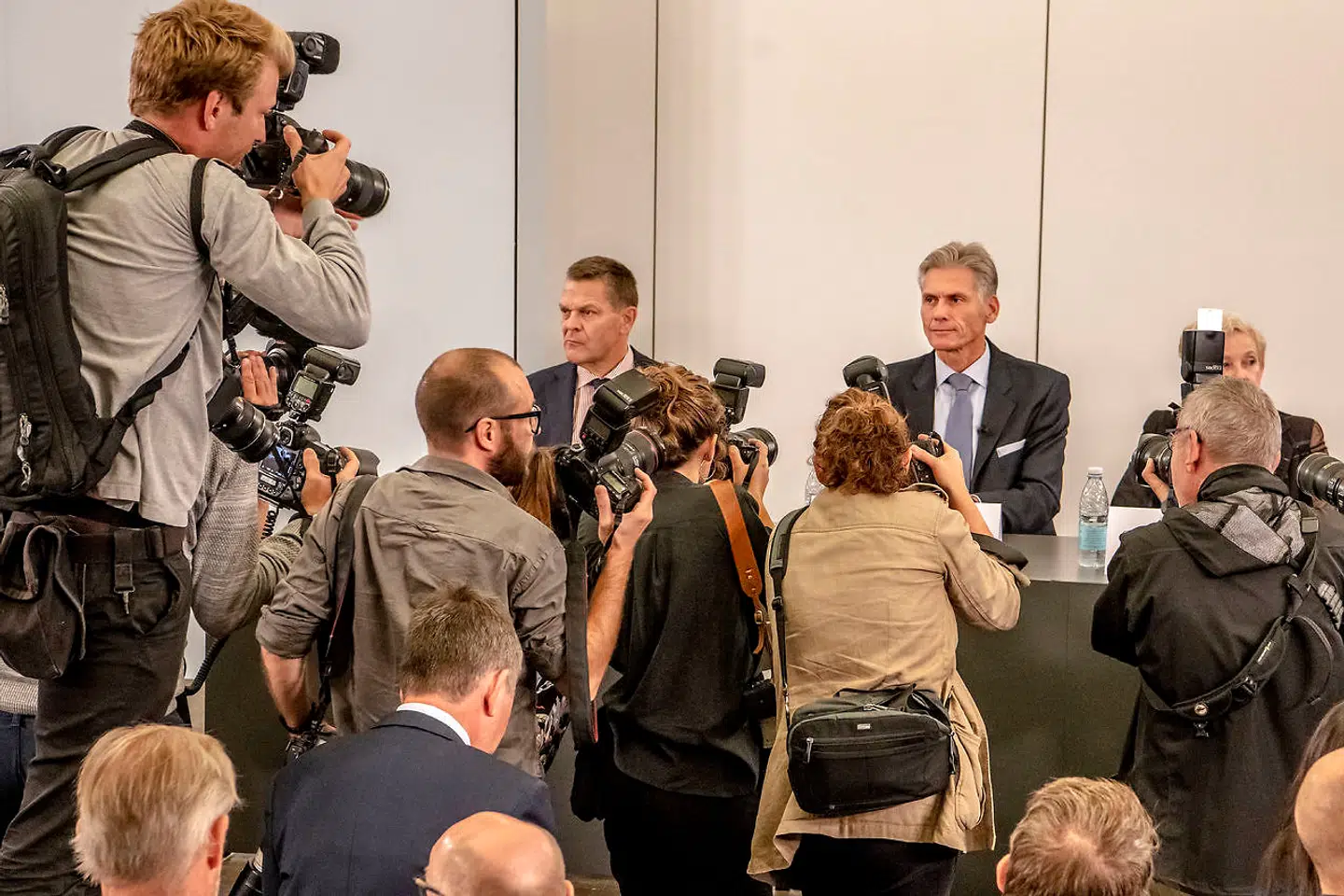 Danske Banks administrerende direktør, Thomas F. Borgen ved pressemødet onsdag.