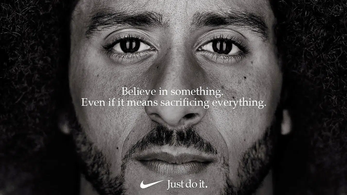Former San Francisco quarterback Colin Kaepernick appears as a face of Nike Inc advertisement marking the 30th anniversary of its "Just Do It" slogan in this image released by Nike in Beaverton, Oregon, U.S., September 4, 2018. Courtesy Nike/Handout via REUTERS ATTENTION EDITORS - THIS IMAGE HAS BEEN SUPPLIED BY A THIRD PARTY.NO RESALES.NO ARCHIVES. MANDATORY CREDIT. TPX IMAGES OF THE DAY