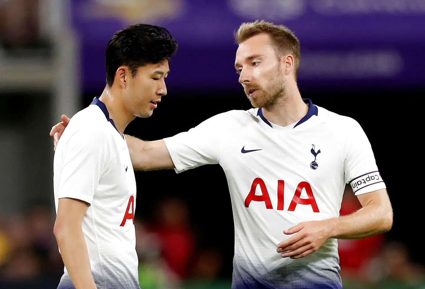 Christian Eriksen og holdkammeraten i Tottenham Son Heung-min.