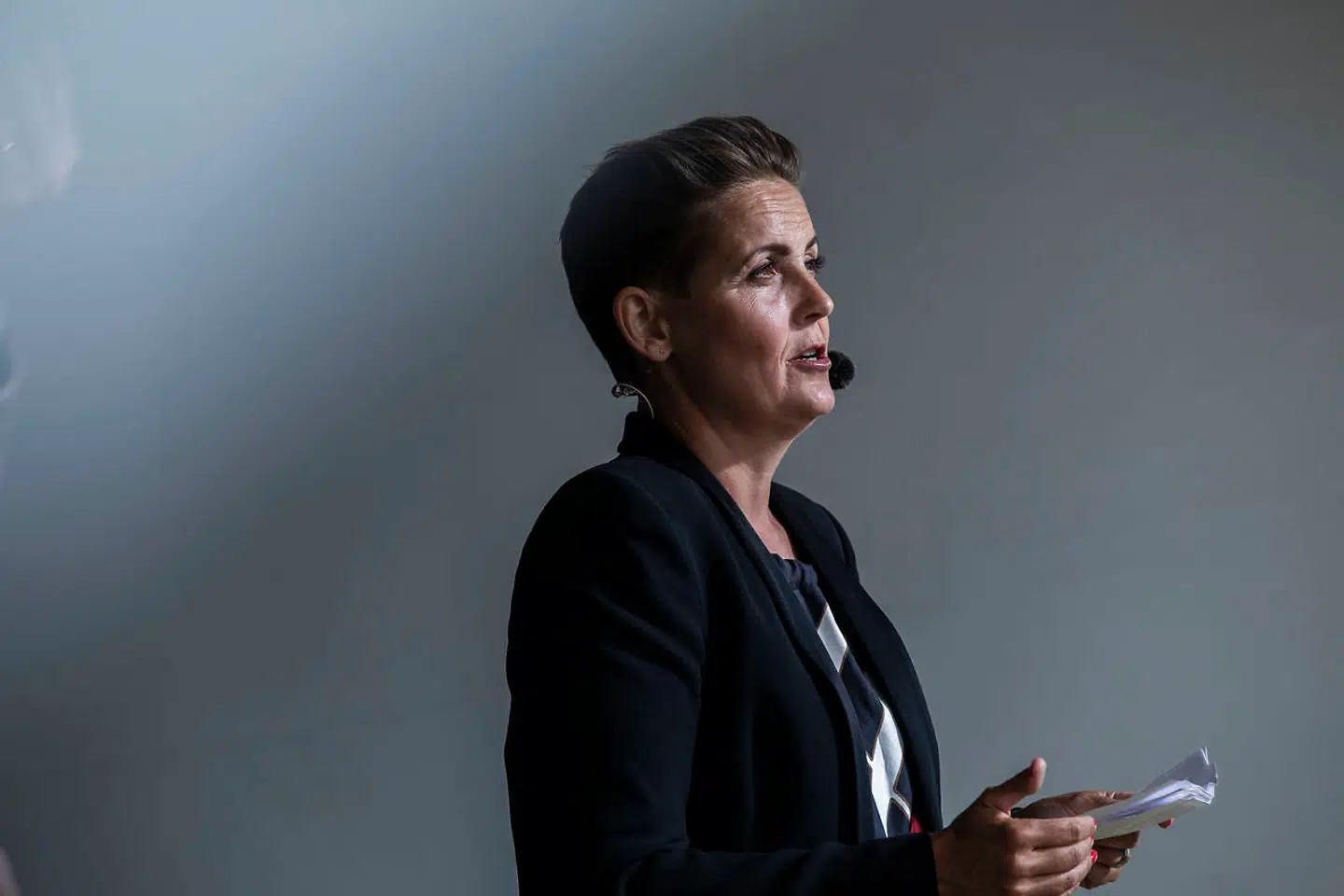 Socialistisk Folkepartis formad Pia Olsen Dyhr (SF) holder partiledertale på hovedscenen i Allinge på Bornholm fredag d. 15 juni 2018. (Foto: Olafur Steinar Gestsson/Ritzau Scanpix)