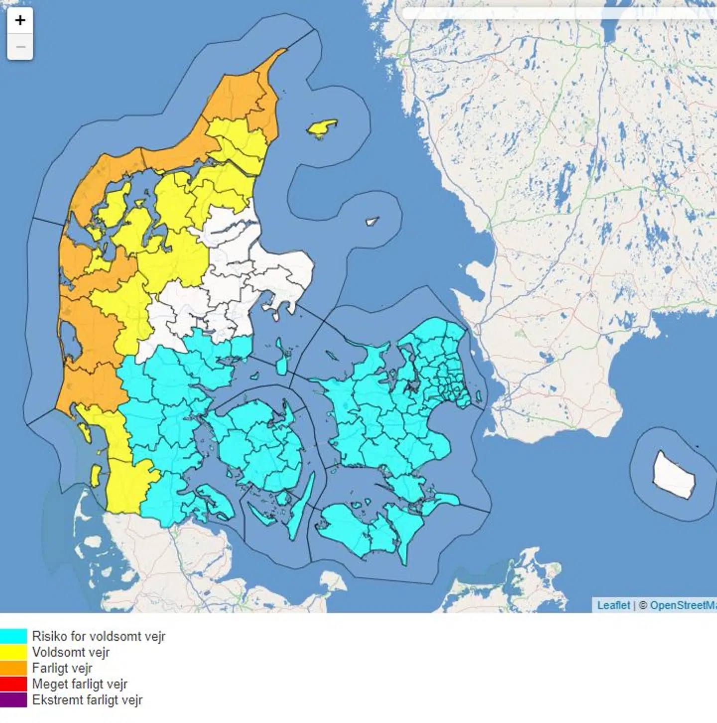 Seneste varsel fra DMI.