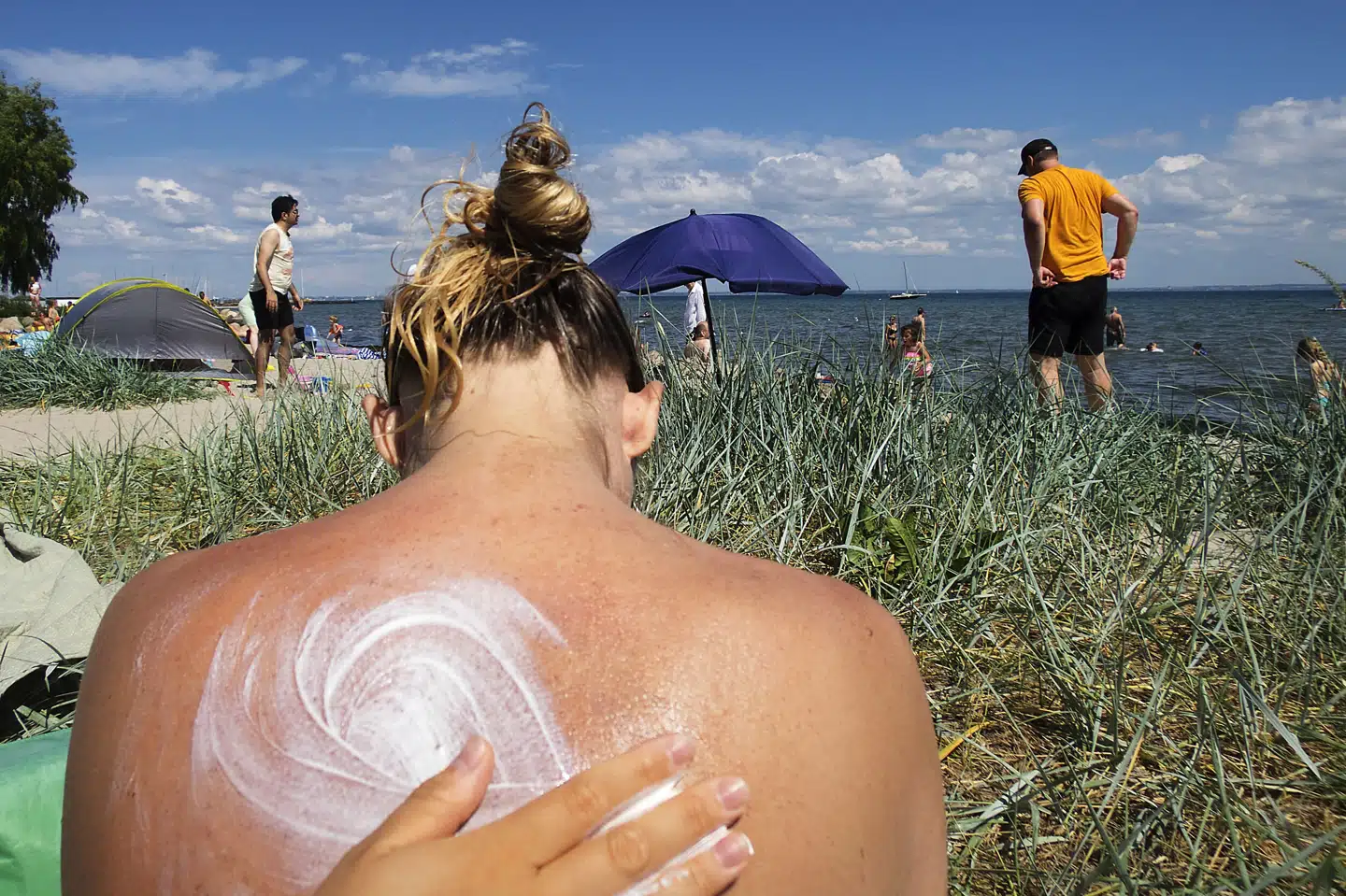Mange solcremeprodukter indeholder stoffer, der kan være hormonforstyrrende eller allergifremkaldende. Det viser en test, som Forbrugerrådet Tænk Kemi har foretaget. (Arkivfoto). Vibeke Toft/Ritzau Scanpix