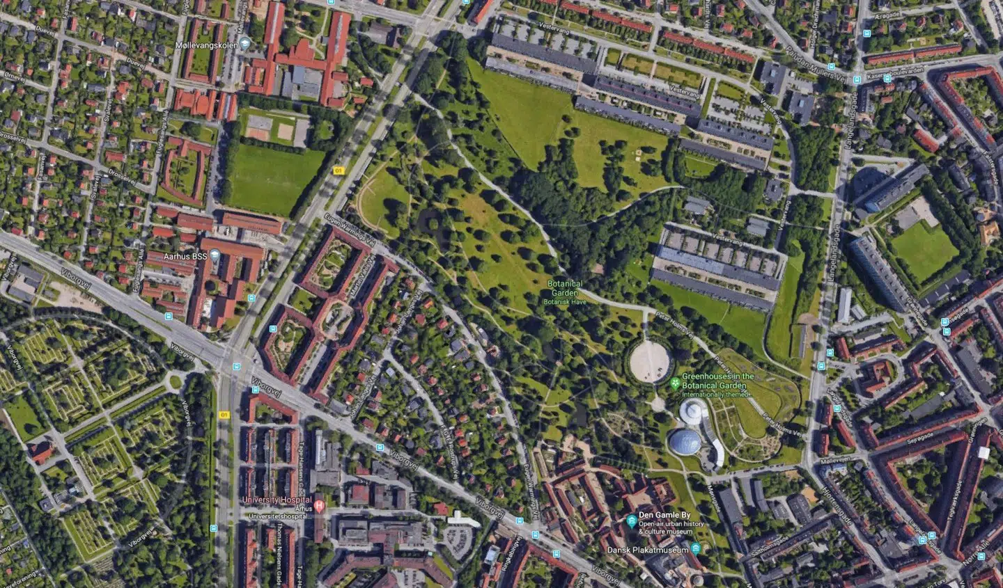 Oversigt over Botanisk Have i Aarhus.