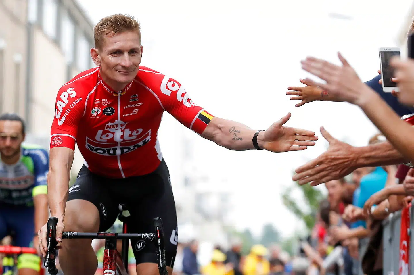 Andre Greipel ved præsentationen til Tour de France.