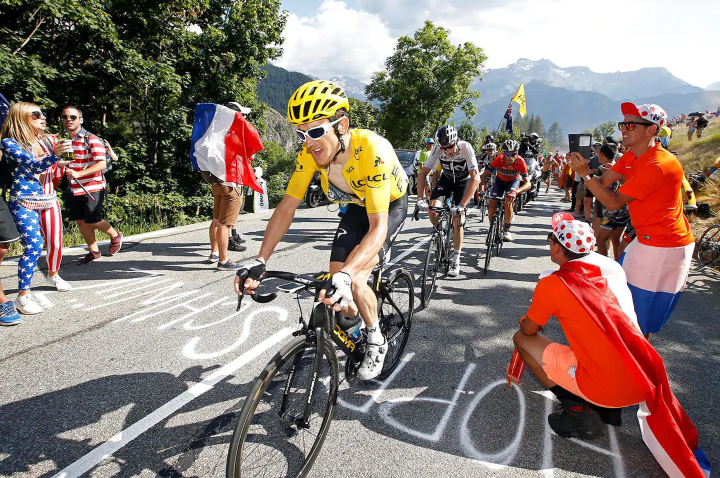 Geraint Thomas på dagens etape.