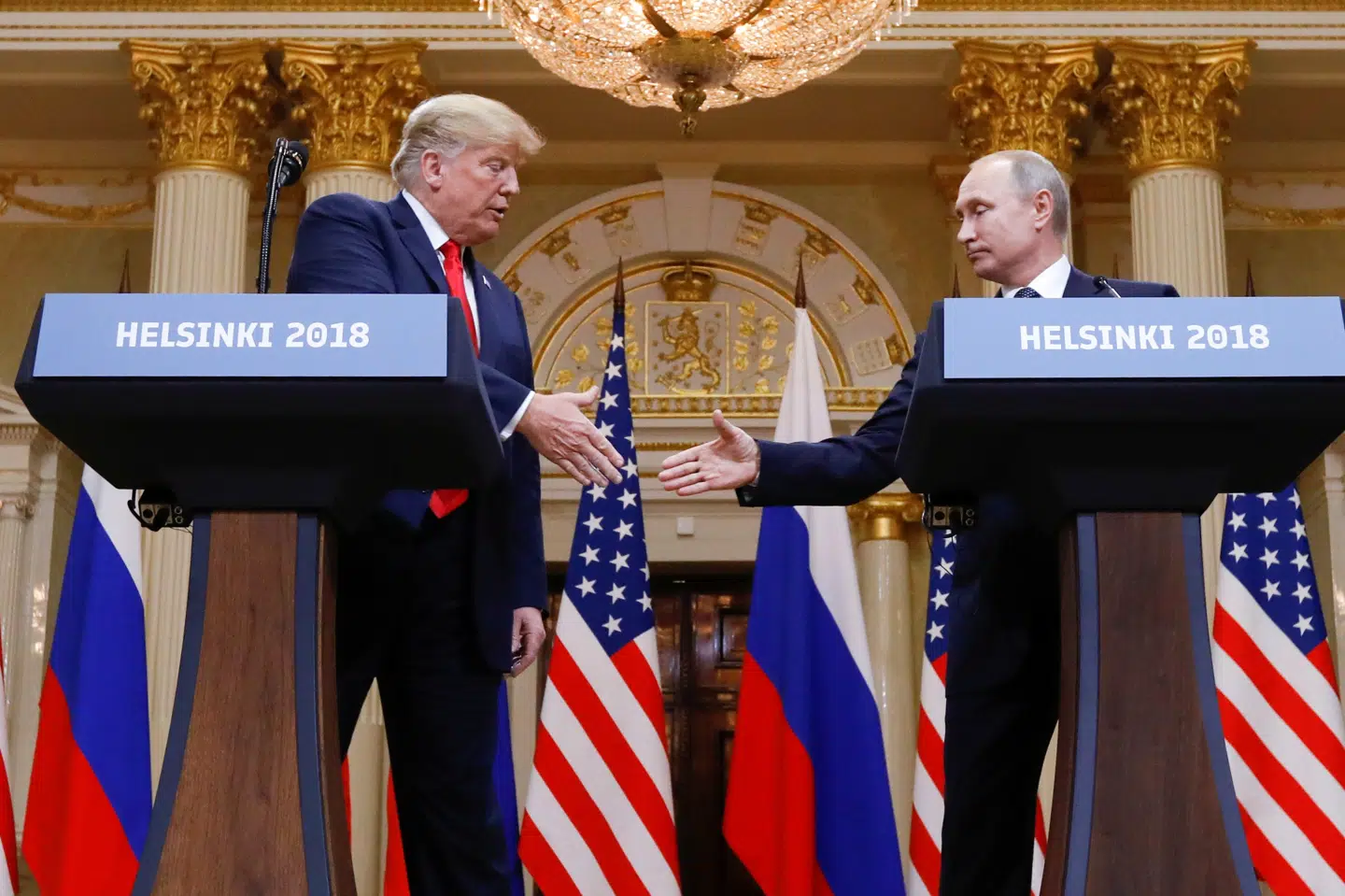 Den amerikanske præsident, Donald Trump, og den russiske præsident, Vladimir Putin, mødtes mandag til topmøde i den finske hovedstad, Helsinki. Kevin Lamarque/Reuters