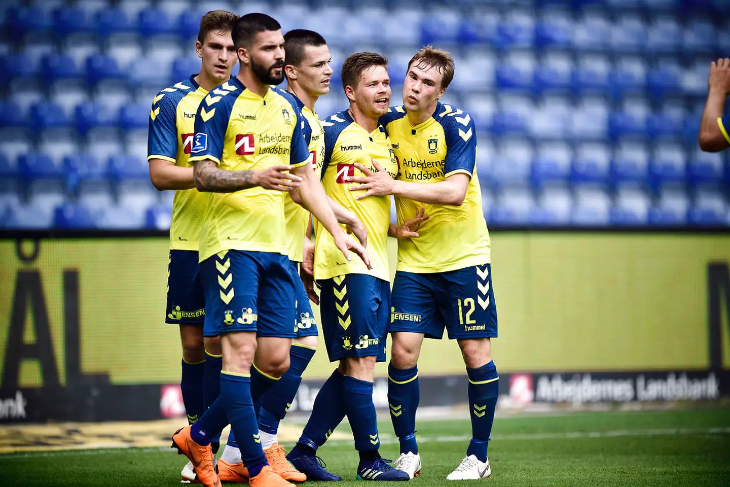 Brøndby-nyindkøbet Dominik Kaiser (nummer to fra højre). (Foto: Tariq Mikkel Khan/Ritzau Scanpix)