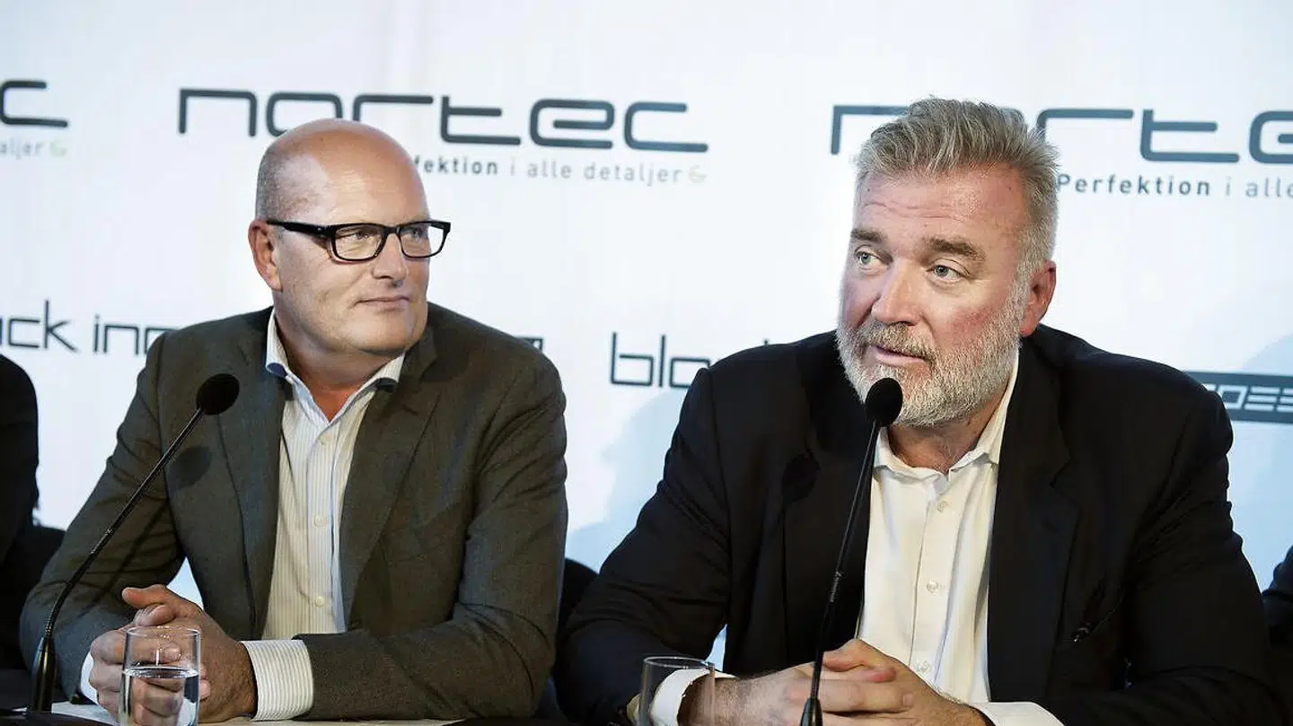 Bjarne Riis og Lars Seier Christensen i forbindelse med et tidligere pressemøde.