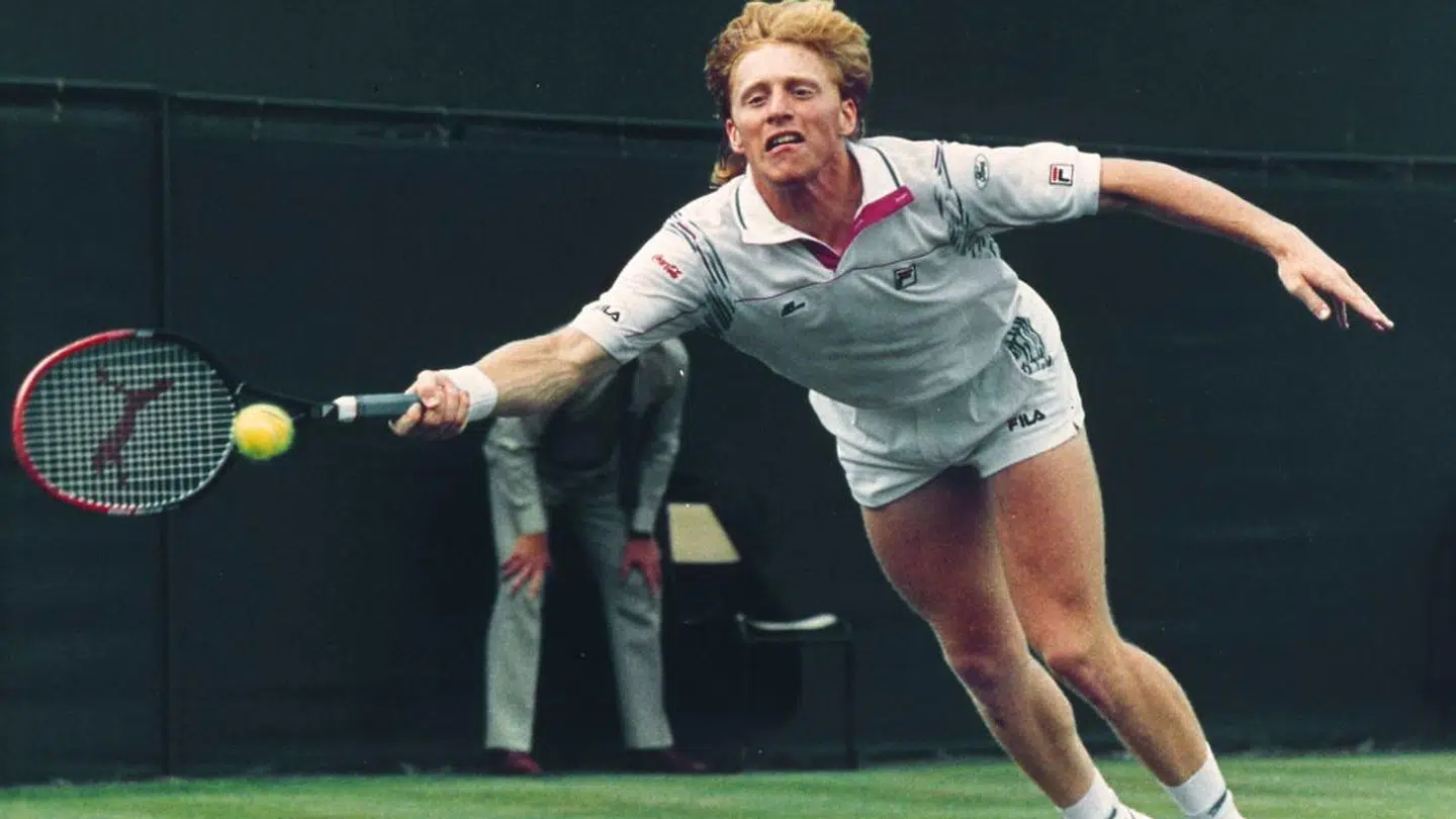 Boris Becker i aktion i 1985.