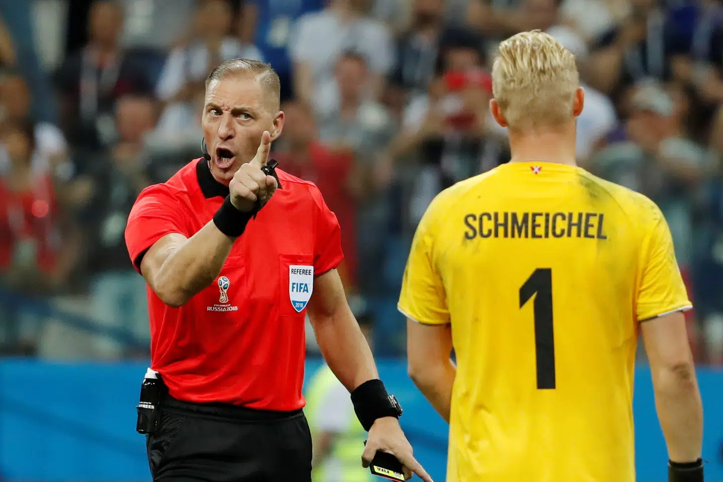 Kasper Schmeichel reddede to af Kroatiens spark i straffesparkskonkurrencen. Men det var ikke nok til dansk avancement. Carlos Barria/Reuters