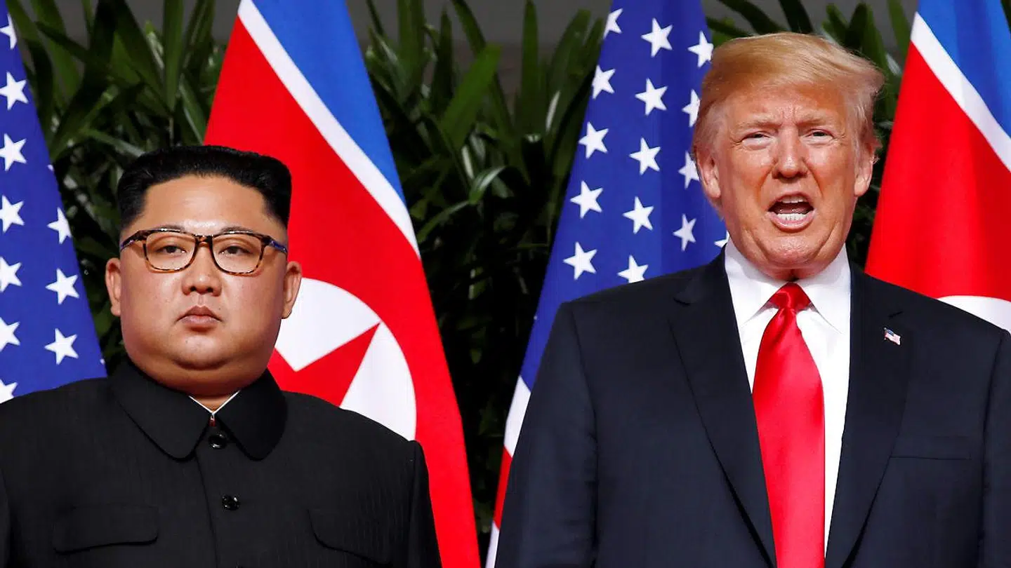 USAs præsident, Donald Trump (th.) og Nordkoreas leder, Kim Jong-Un(tv)