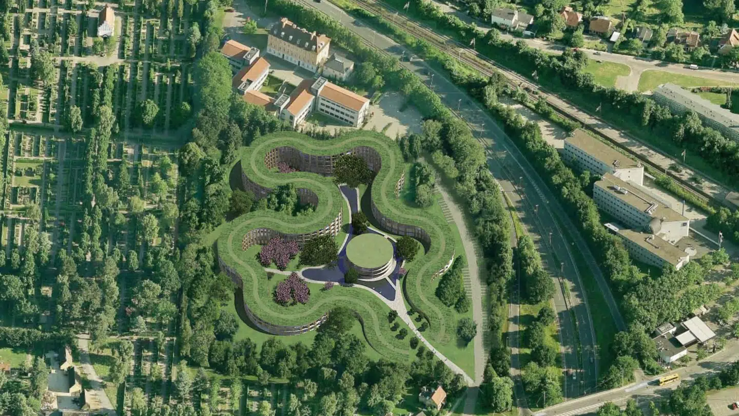 Sådan ser byggeriet BaseCamp Lyngby ud fra luften.