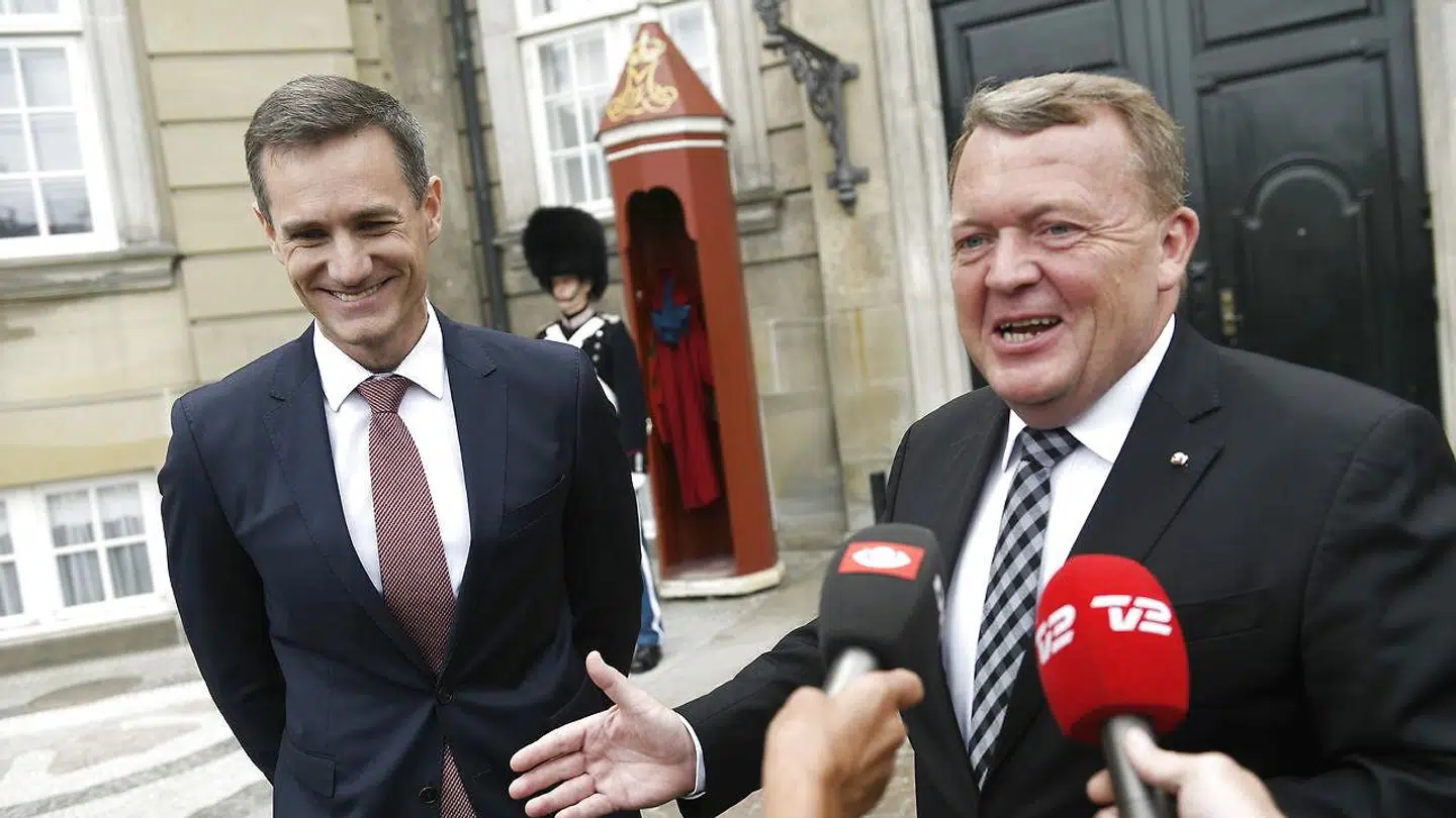 Ny erhvervsminister Rasmus Jarlov er netop blevet præsenteret i audiens for kronprins Frederik statsminister Lars Løkke Rasmussen på Amalienborg, torsdag den 21. juni 2018. (Foto: Philip Davali/Scanpix 2018)