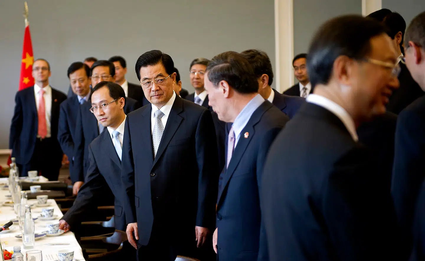 Cop102 Kinesisk statsbesøg. Kinas præsident Hu Jintao møder Statsminister helle Thorning-Schmidt i Statsministeriet på Christiansborg lørdag den 16. juni. (Fotot:Keld Navntoft/Scanpix2012)