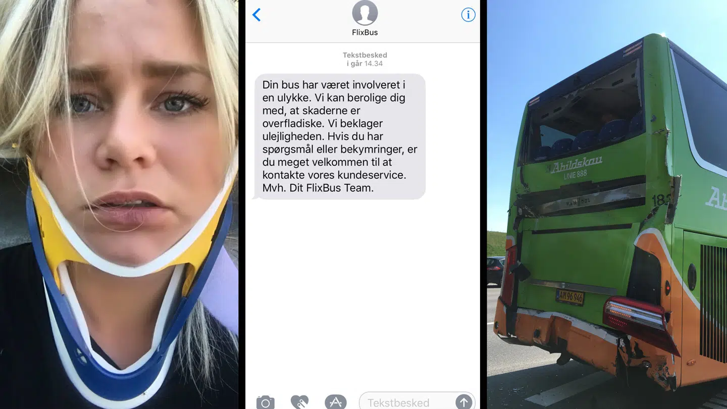 Kia Lilballe fik en »upassende« sms fra Flixbus efter dramatisk ulykke på motorvejen.