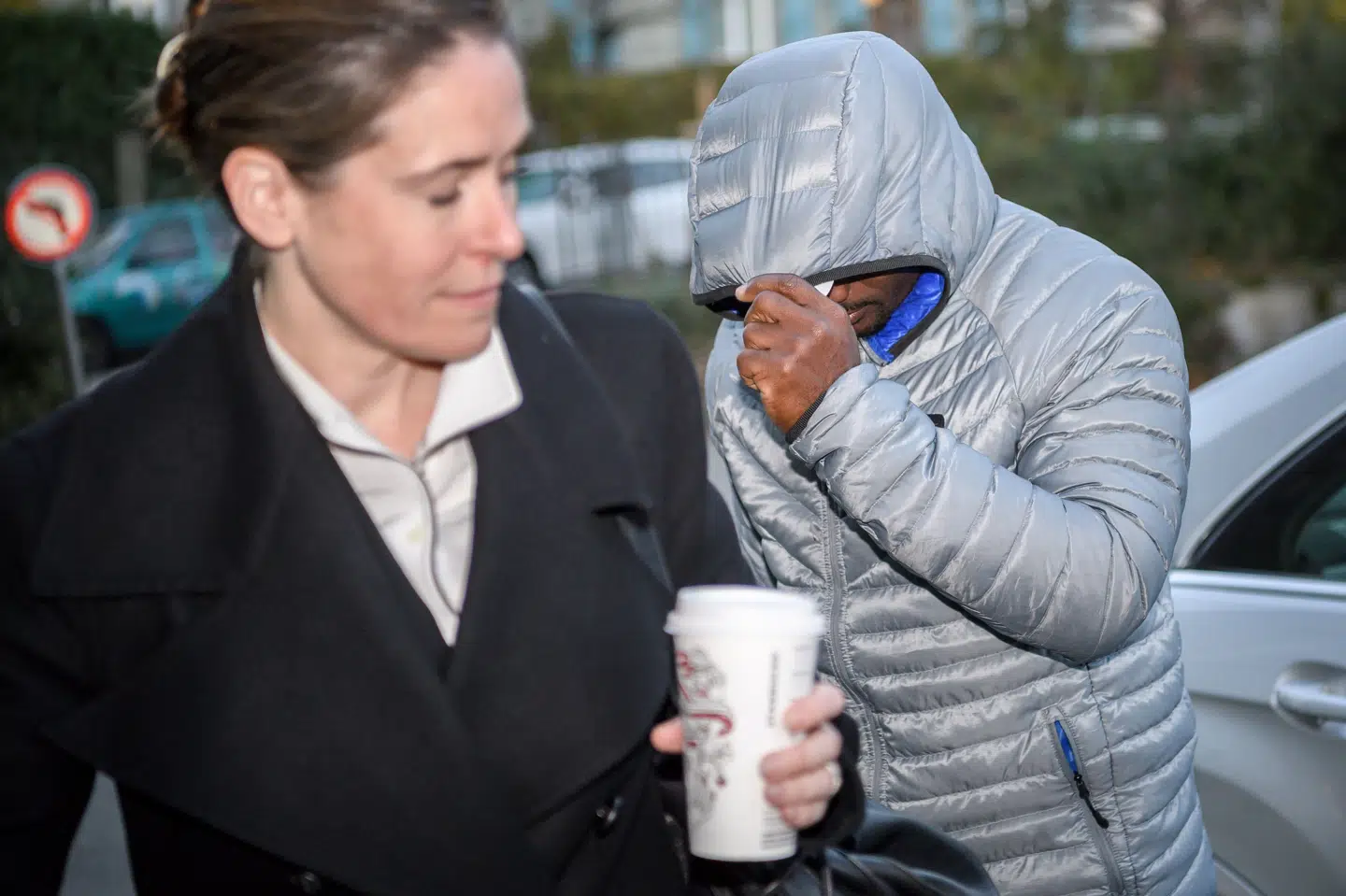 Nesta Carter gemte ansigtet, da han ankom til høring i CAS i november sidste år. Fabrice Coffrini/Ritzau Scanpix