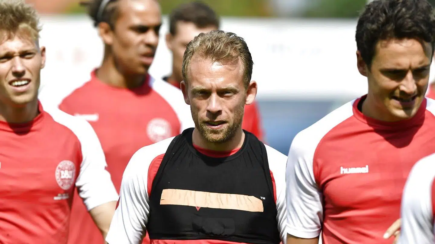 Michael Krohn-Dehli (i midten) er stadig i spil til at blive en del af den 23-mandstrup, der kommer med til VM.