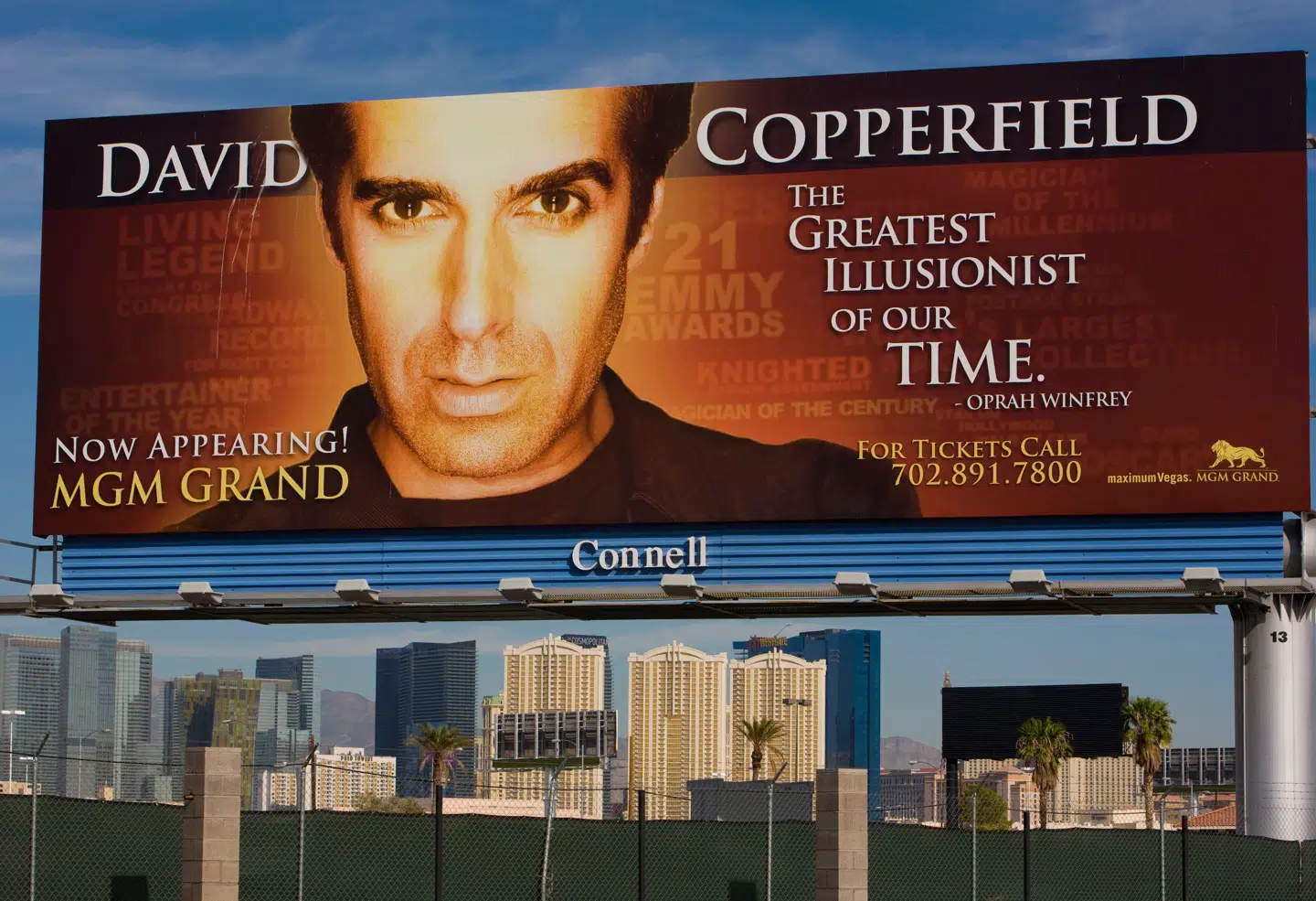 David Copperfields ansigt er ikke til at komme udenom i Las Vegas.