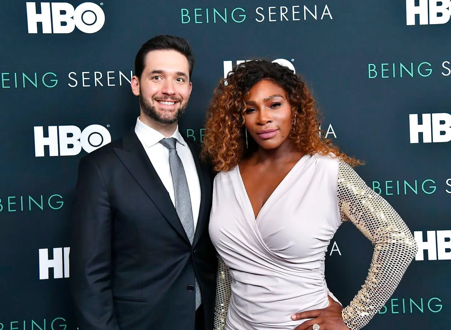 Alexis Ohanian og Serena Williams til premieren på 'Being Serena'.