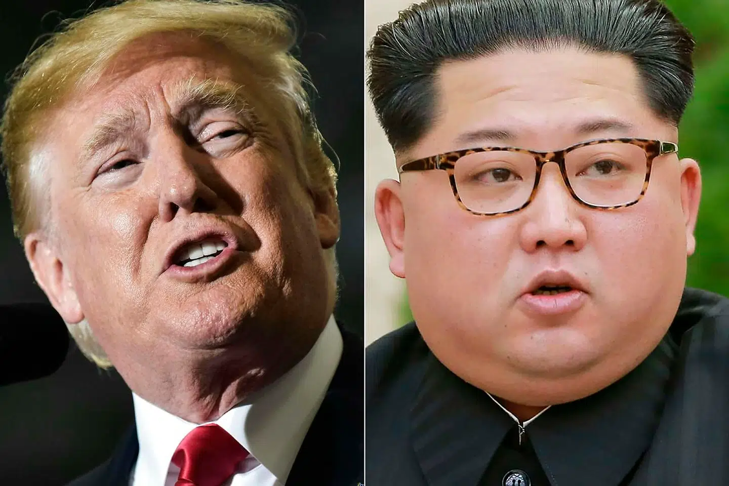 Til venstre USAs præsient, Donald Trump - til højre Nordkoreas leder, Kim Jong-Un