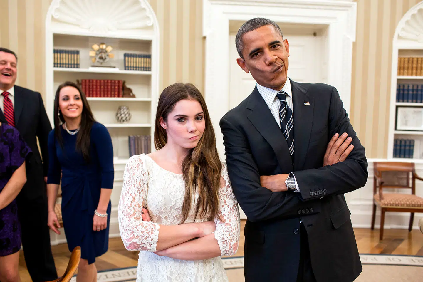 McKayla Maroney var efter OL i 2012 på besøg hos daværende præsident Barack Obama, hvor den specielle grimasse blev gengivet.