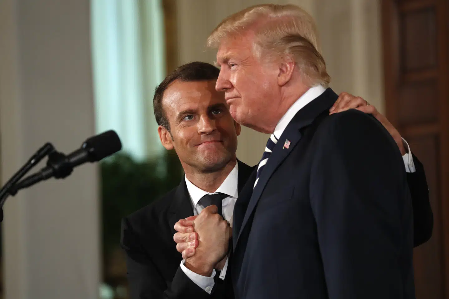 Så gode venner er de: Præsident Emmanuel Macron og Donald Trump i Det Hvide Hus. Reuters/Kevin Lamarque