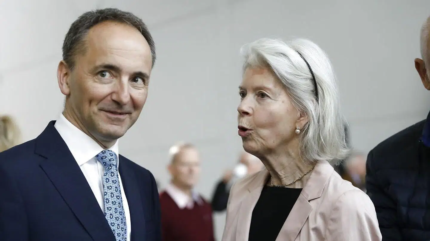 Jim Hagemann Snabe ses her sammen md Ane Mærsk Mc Kinney Uggla ved ankomsten til A.P. Møller-Mærsks generalforsamling i Bella Center tirsdag den 10. april 2018.