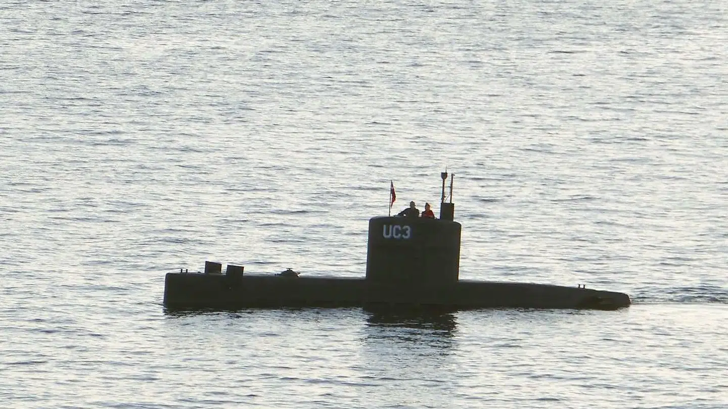 UC3 Nautilus efter den med Peter Madsen og Kim Wall ombord er stævnet ud fra Københavns Havn den 10. august 2017. AFP PHOTO / Peter THOMPSON