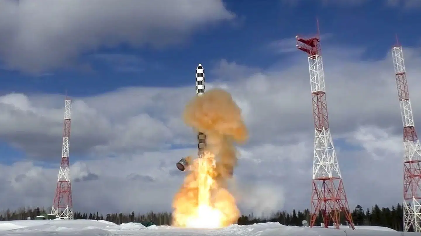 Missiltest i det nordvestlige Rusland fredag 30. marts 2018.