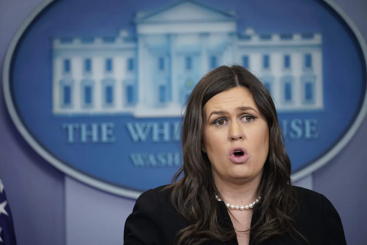 - Anvendelsen af en meget dødbringende nervegift mod britiske statsborgere på britisk grund er en skændsel, siger pressetalsmand Sarah Sanders. Scanpix/Mandel Ngan