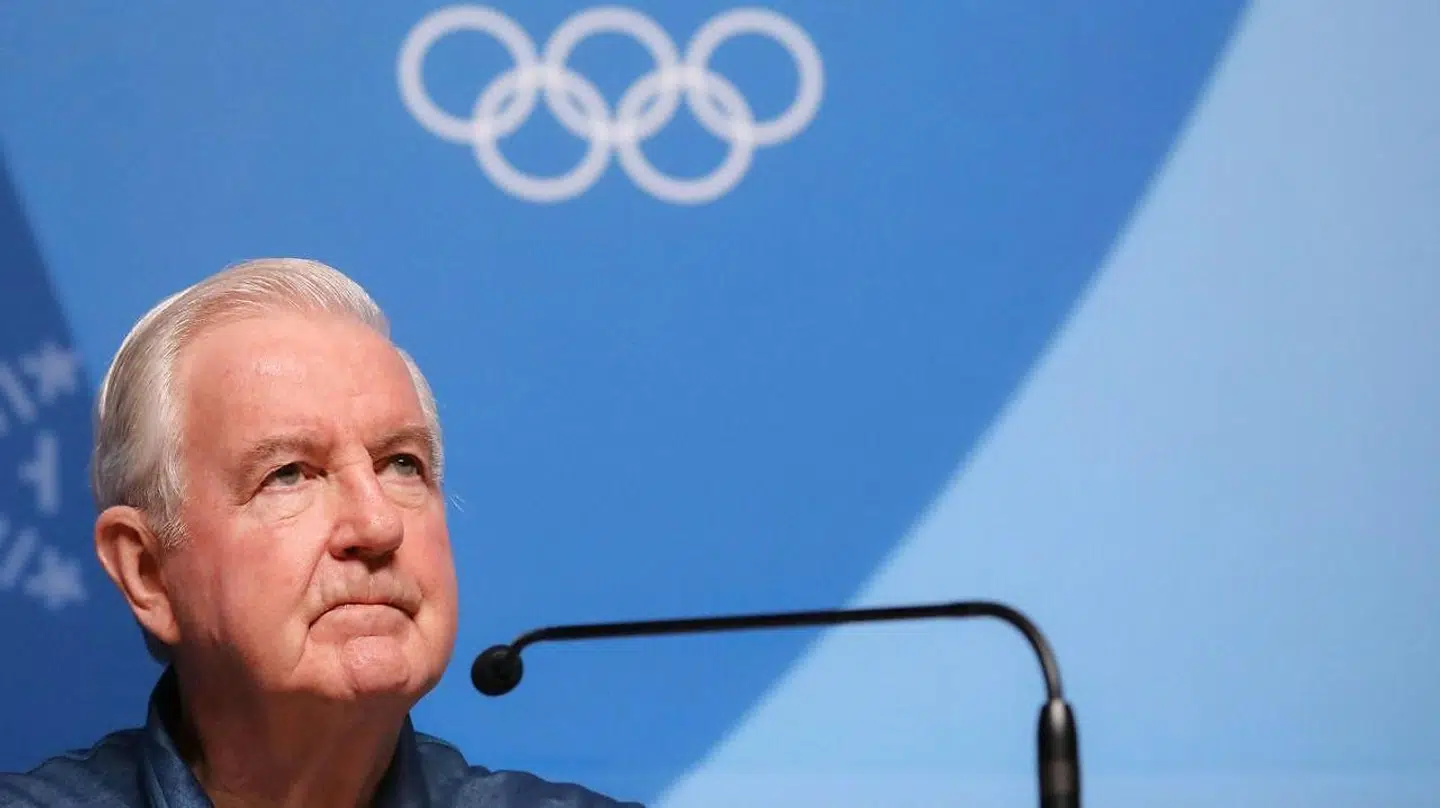 Sir Craig Reedie holder en presseseance under legene i Pyeongchang.