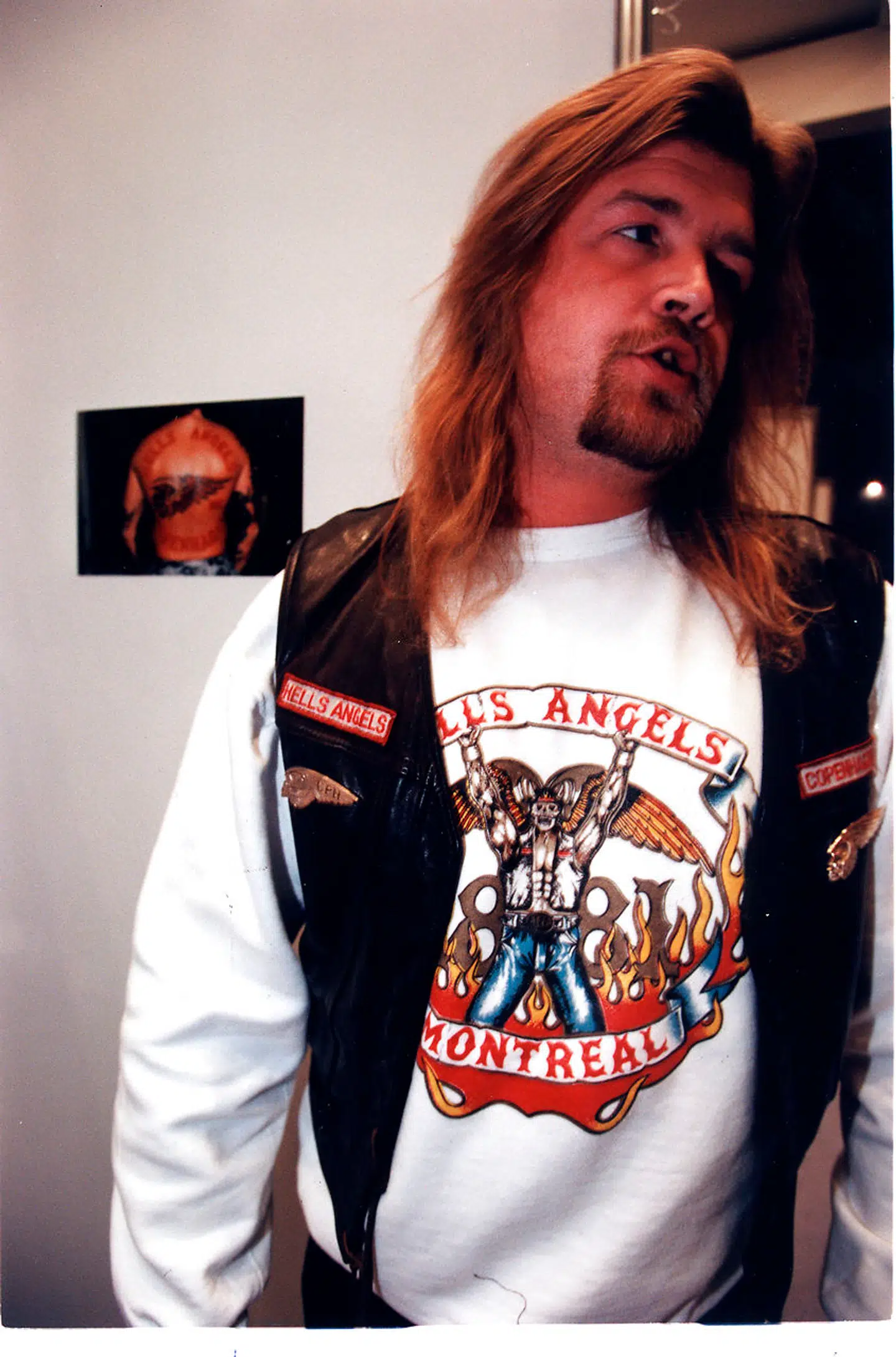 Polfoto, Kbh., d. 27.3.98 : Special til ScanNews .Hells Angels-rockeren Jørgen "Fehår" Nielsen. Foto: Polfoto/CL-hla