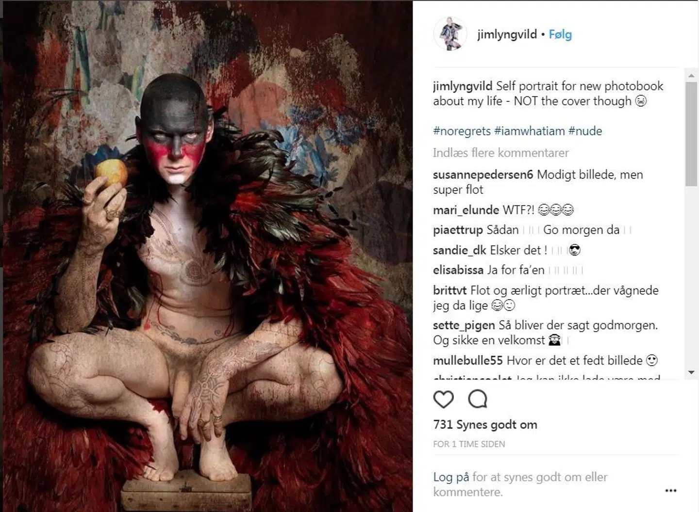 Det oprindelige opslag er blevet slettet af Instagram. Dette er et screenshot.