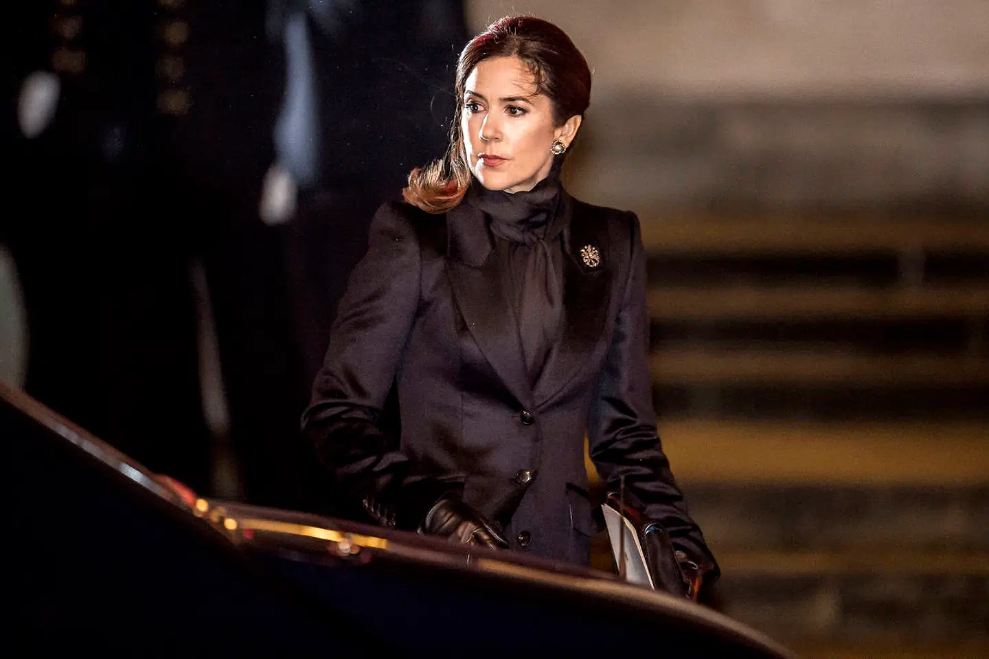 Kronprinsesse Mary og resten af Kongefamilien forlader Christiansborg Slotskirke i København, fredag den 16. februar 2018.