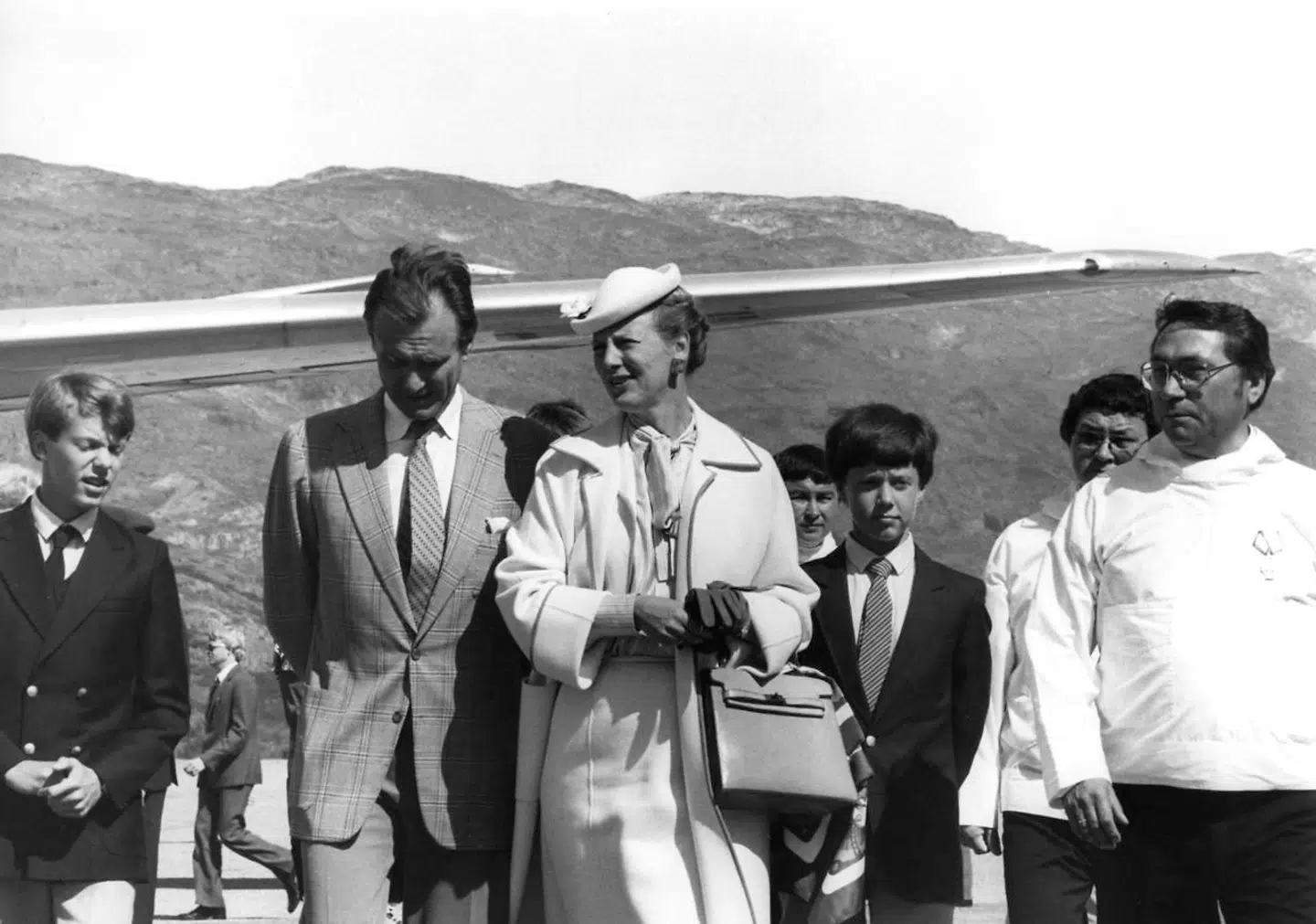Kongefamilien i Grønland. Her Dronning Margrethe, prins Henrik, kronprins Frederik.