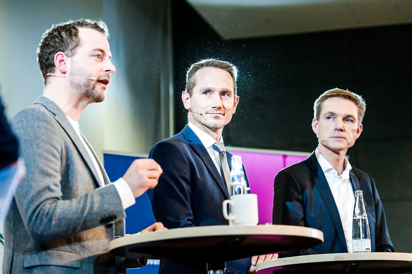 Morten Østergaard og Kristian Jensen fotograferet med Dansk Folkepartis formand Kristian Thulesen Dahl ved det radikale nytårsstævne på Nyborg Strand.