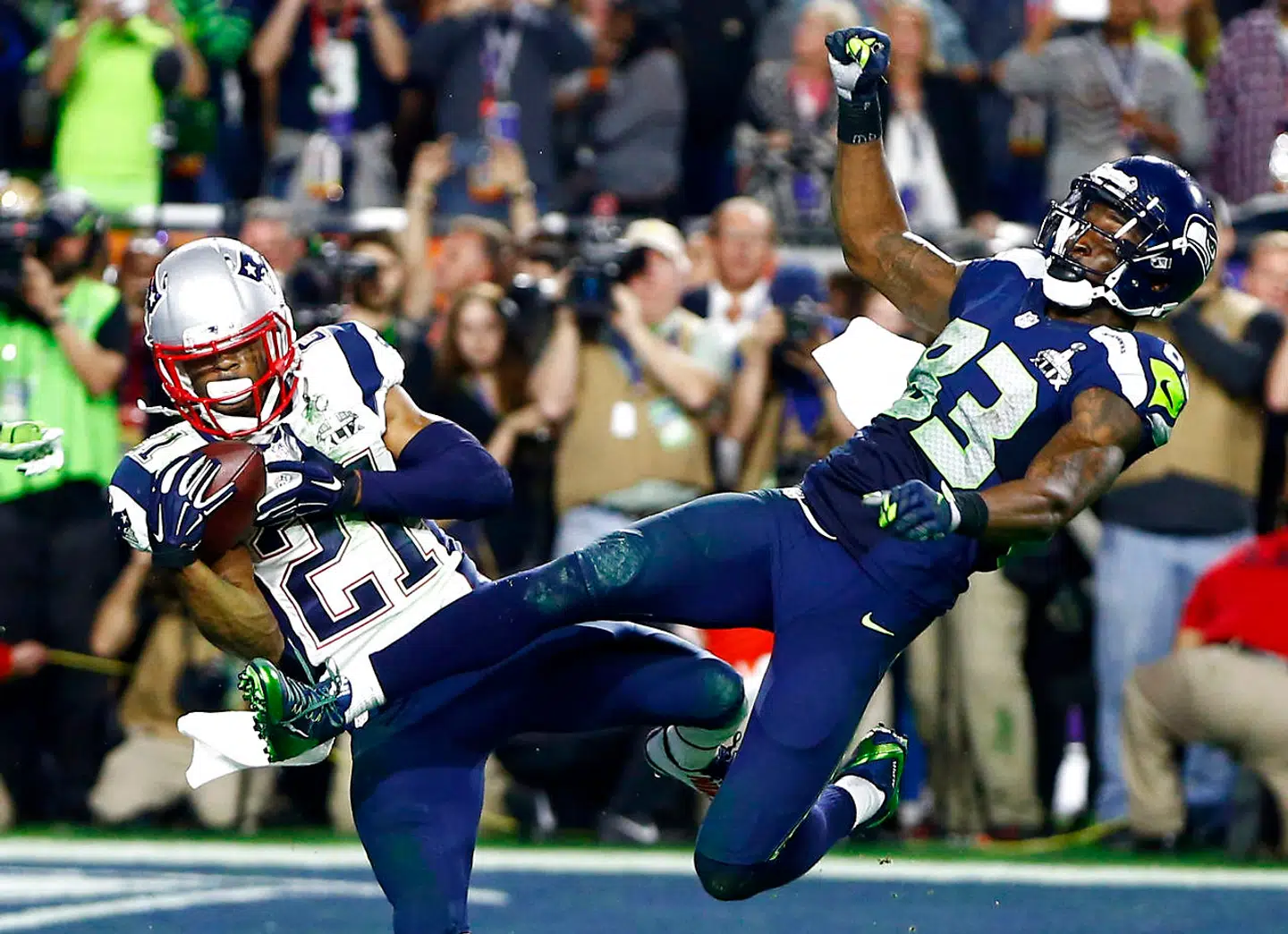 Malcolm Butler var ukendt inden Super Bowl 49, men det stoppede, da han lavede den afgørende interception til allersidst, som sikrede New England Patriots sejren over Seattle Seahawks, og siden har han været fast mand. Indtil han ganske sensationelt blev bænket kort før Super Bowl 52. Foto: USA Today Sports.