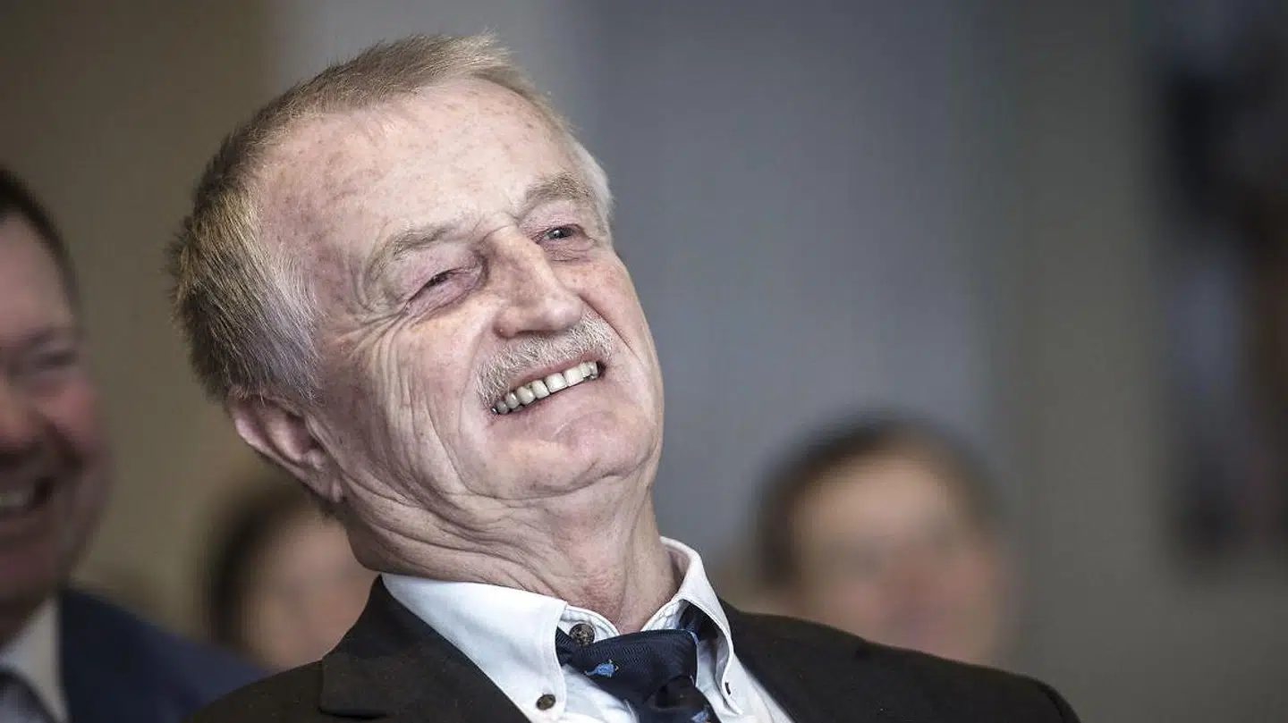 Lars Larsen har god grund til at være i højt humør. Hans selskaber har netop præsenteret et rekordstort overskud. På billedet ses Lars Larsen under seancen, hvor han modtog Den Berlingske Fonds Hæderspris 2018.