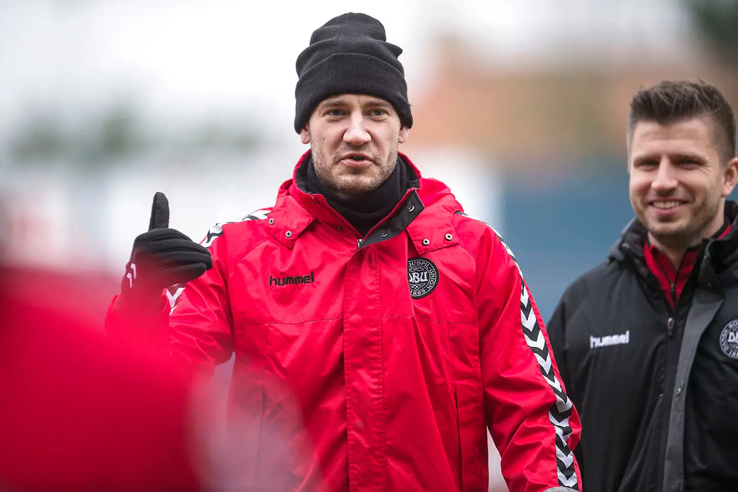 Nicklas Bendtner er endelig tilbage på landsholdet under Åge Hareide, og her ses han 29 år gammel til træning i Helsingør inden playoff-kampene mod Irland.