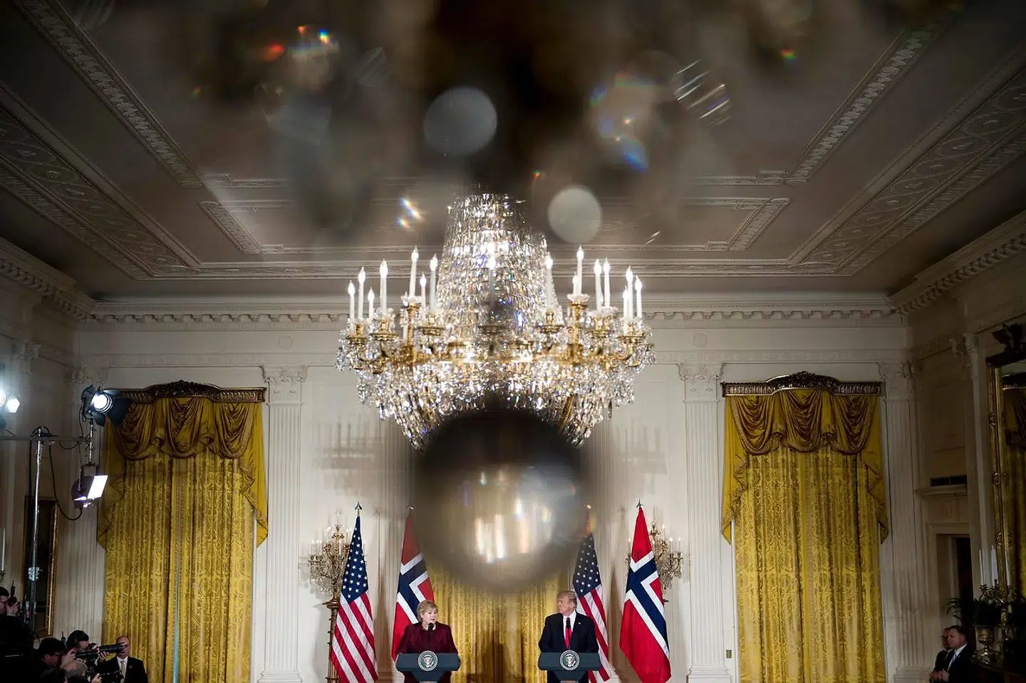 USA's præsident Donald Trump med den norske statsminister, Erna Solberg, i Det Hvide Hus. Den 10. januar.