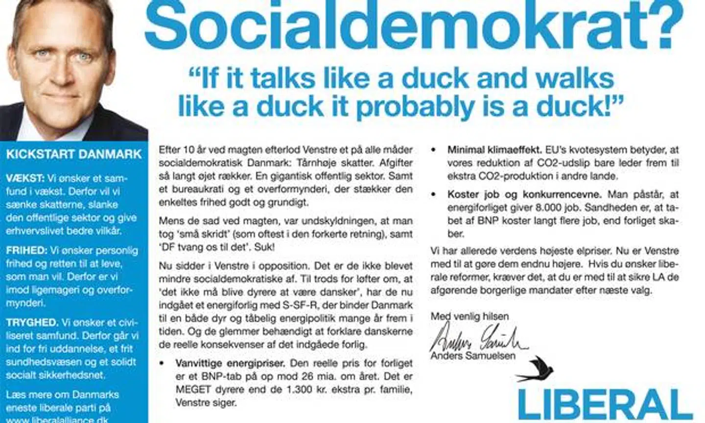 Kampagnen fra Liberal Alliance i marts 2012.