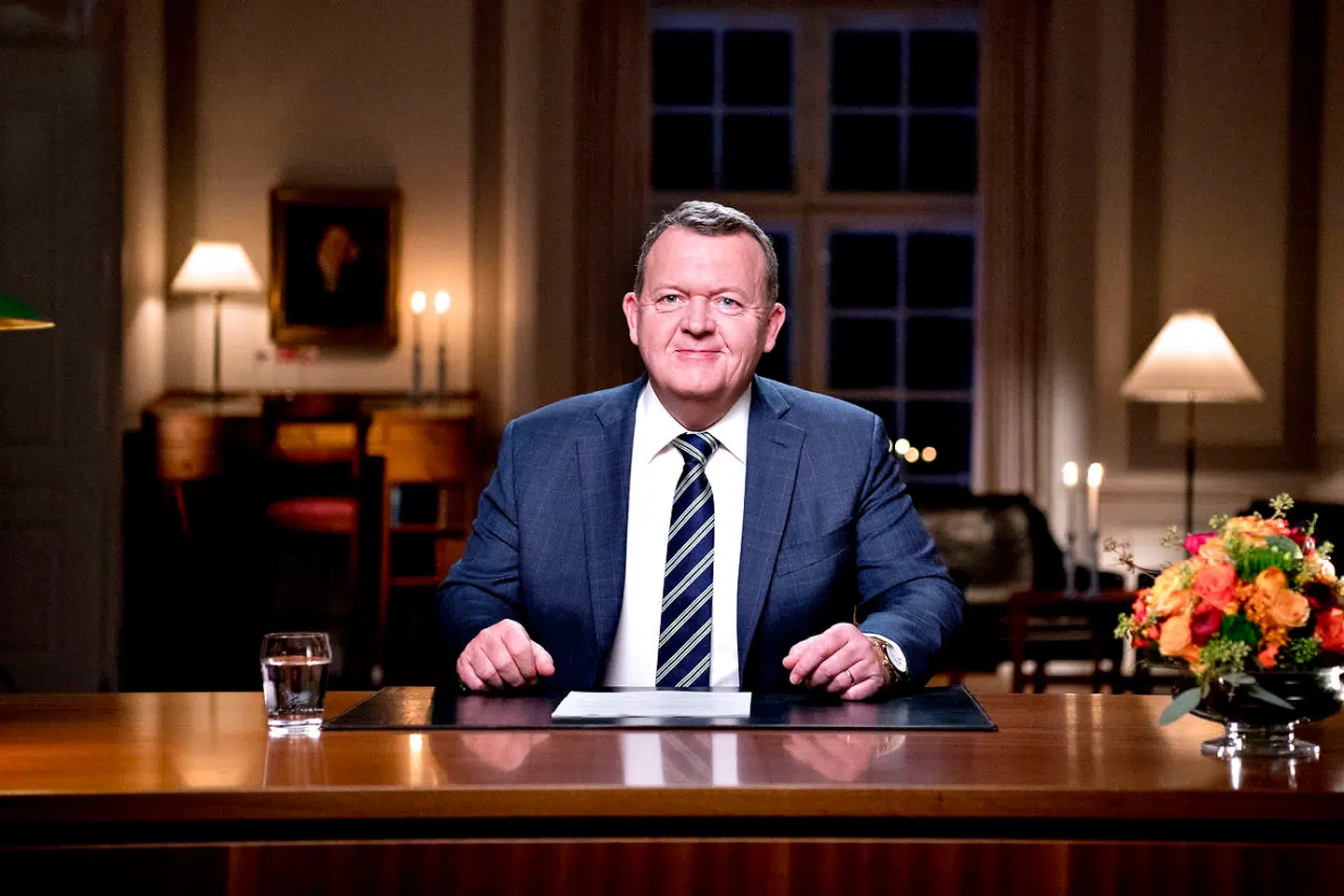Statsminister Lars Løkke Rasmussen holder nytårstale i Statsministeriet 1. januar 2018. (Foto: Bax Lindhardt/ Scanpix)